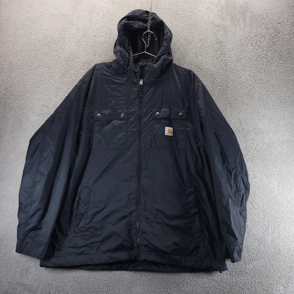 Carhartt Jacket Mens 2XL Black Rockford Jacket Windbreaker Fleece Hooded 100730